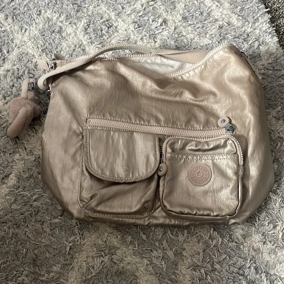 KIPLING Archie Metallic Handbag Crossbody purse Spicy Gold - Picture 11 of 14